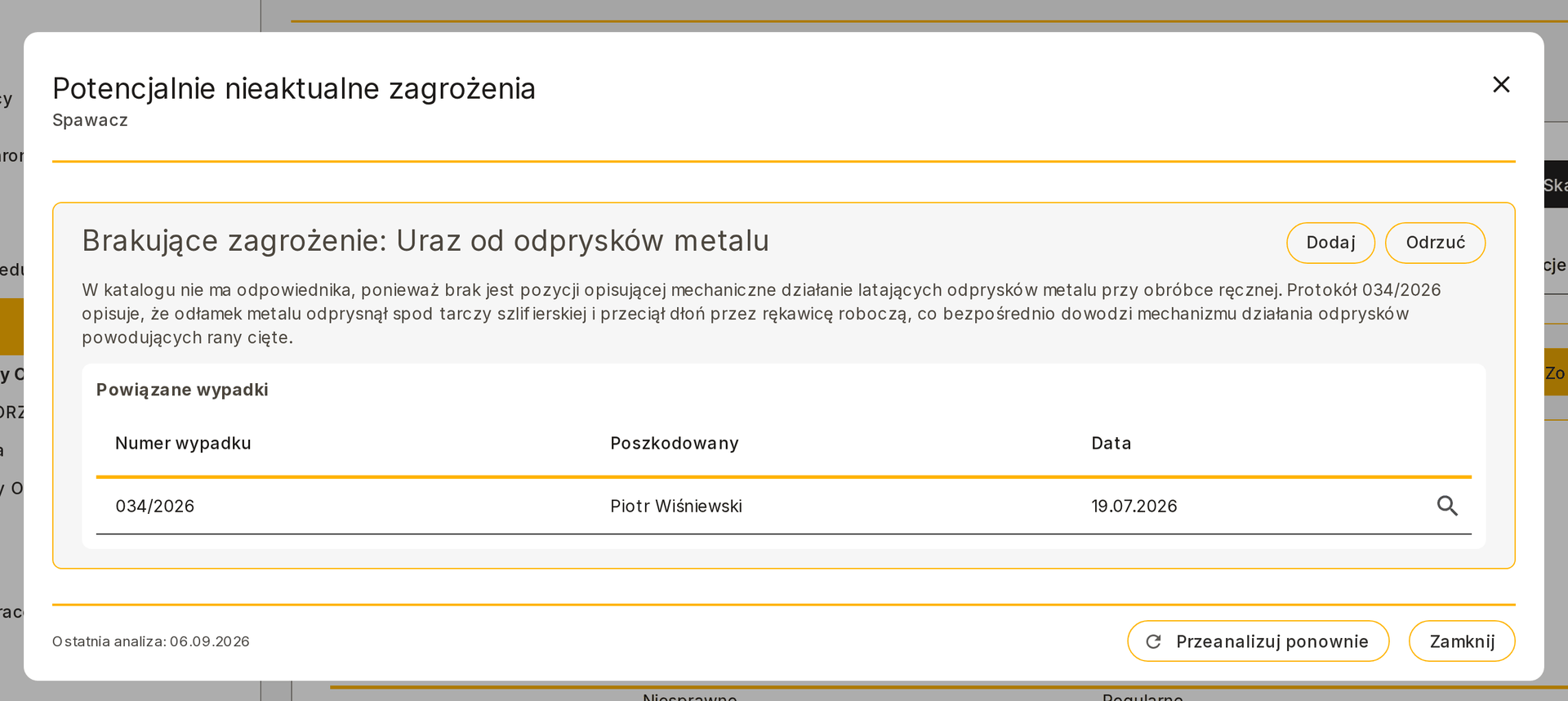 Analiza wypadków w&nbsp;ORZ – sugestia brakującego zagrożenia