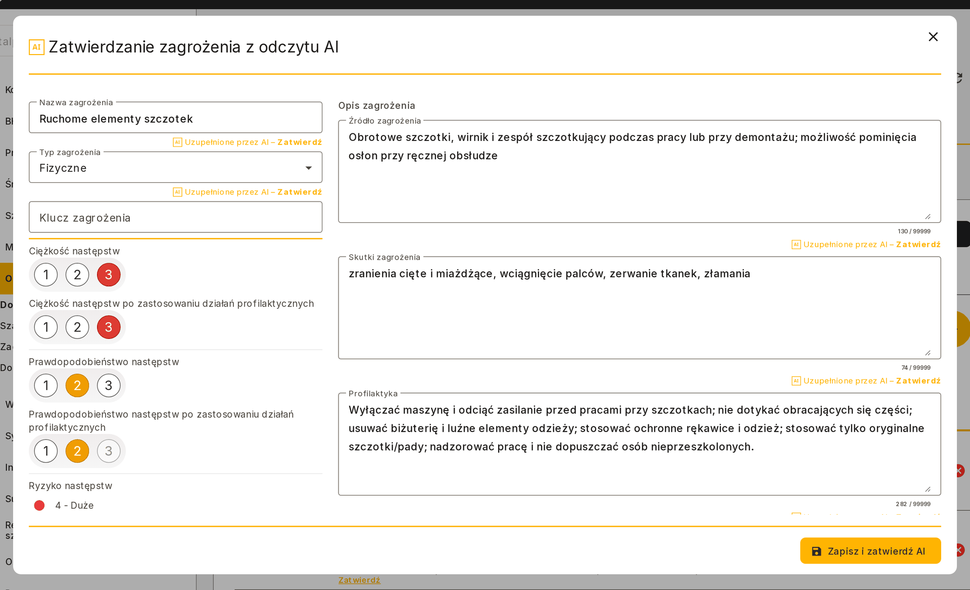Zatwierdzanie danych uzupełnionych przez AI